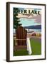 Deer Lake, Washington - Adirondack Chairs and Lake-Lantern Press-Framed Art Print