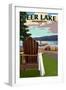 Deer Lake, Washington - Adirondack Chairs and Lake-Lantern Press-Framed Art Print