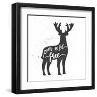 Deer Lettering Poster-zapolzun-Framed Art Print