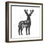 Deer Lettering Poster-zapolzun-Framed Premium Giclee Print