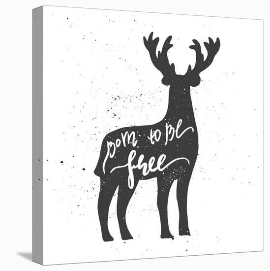 Deer Lettering Poster-zapolzun-Stretched Canvas