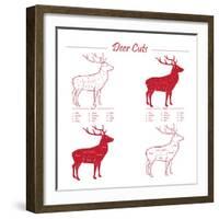 Deer Meat Cut Scheme-ONiONAstudio-Framed Art Print