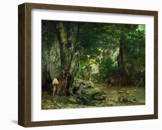 Deer Reserve at Plaisir Fontaine, 1866-Gustave Courbet-Framed Giclee Print