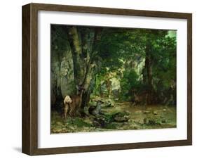 Deer Reserve at Plaisir Fontaine, 1866-Gustave Courbet-Framed Giclee Print