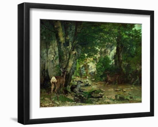 Deer Reserve at Plaisir Fontaine, 1866-Gustave Courbet-Framed Giclee Print