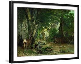 Deer Reserve at Plaisir Fontaine, 1866-Gustave Courbet-Framed Giclee Print