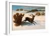 Deer Running in the Snow-Gustave Courbet-Framed Giclee Print