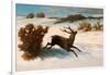 Deer Running in the Snow-Gustave Courbet-Framed Giclee Print