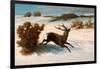 Deer Running in the Snow-Gustave Courbet-Framed Giclee Print