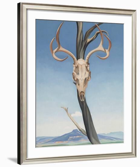 Deer's Skull with Pedernal-Georgia O'Keeffe-Framed Art Print