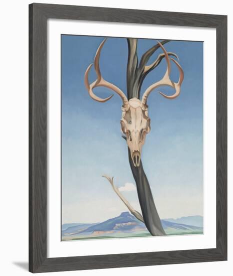 Deer's Skull with Pedernal-Georgia O'Keeffe-Framed Art Print