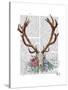 Deer Skull with Flowers 1-Fab Funky-Stretched Canvas