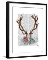 Deer Skull with Flowers 1-Fab Funky-Framed Art Print