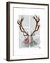 Deer Skull with Flowers 1-Fab Funky-Framed Art Print