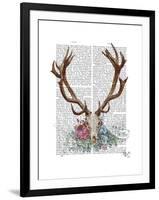 Deer Skull with Flowers 1-Fab Funky-Framed Art Print