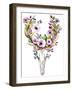 Deer Skull with Flowers - Watercolor-Kris_art-Framed Art Print