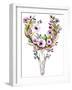 Deer Skull with Flowers - Watercolor-Kris_art-Framed Art Print