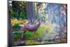 Deer Standing in Sunshine in Forest. Yellowstone National Park, Wyoming.-Lynn Y-Mounted Photographic Print