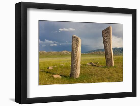 Deer stones with inscriptions, 1000 BC, Mongolia.-Tom Norring-Framed Photographic Print