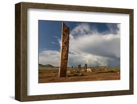 Deer stones with inscriptions, 1000 BC, Mongolia.-Tom Norring-Framed Photographic Print