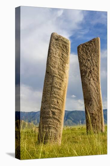 Deer stones with inscriptions, 1000 BC, Mongolia.-Tom Norring-Stretched Canvas