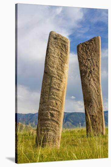 Deer stones with inscriptions, 1000 BC, Mongolia.-Tom Norring-Stretched Canvas