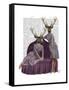 Deer Twins in Purple-Fab Funky-Framed Stretched Canvas