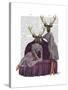 Deer Twins in Purple-Fab Funky-Stretched Canvas