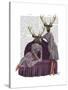 Deer Twins in Purple-Fab Funky-Stretched Canvas