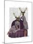 Deer Twins in Purple-Fab Funky-Mounted Art Print