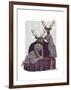 Deer Twins in Purple-Fab Funky-Framed Art Print