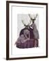 Deer Twins in Purple-Fab Funky-Framed Art Print