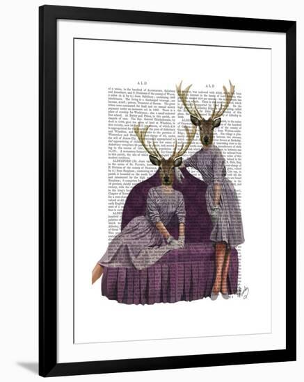 Deer Twins in Purple-Fab Funky-Framed Art Print