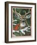 Deer with Cardinal-William Vanderdasson-Framed Giclee Print