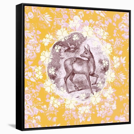 Deer with Chintz-null-Framed Stretched Canvas