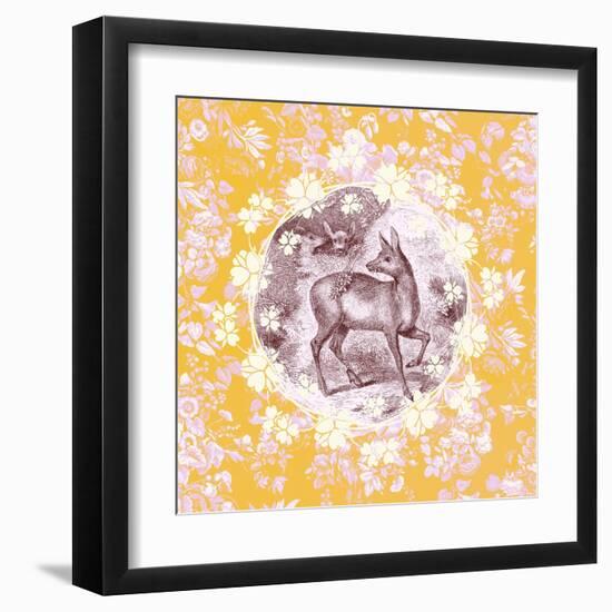 Deer with Chintz-null-Framed Art Print