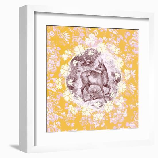 Deer with Chintz-null-Framed Art Print