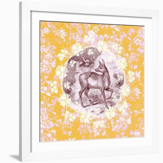 Deer with Chintz-null-Framed Art Print