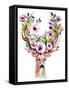 Deer with Flowers - Watercolor-Kris_art-Framed Stretched Canvas