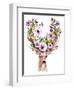 Deer with Flowers - Watercolor-Kris_art-Framed Art Print