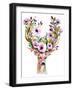Deer with Flowers - Watercolor-Kris_art-Framed Art Print