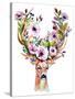 Deer with Flowers - Watercolor-Kris_art-Stretched Canvas