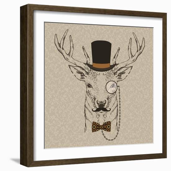 Deer with Hat-null-Framed Art Print