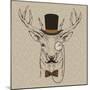Deer with Hat-null-Mounted Art Print