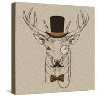 Deer with Hat-null-Stretched Canvas
