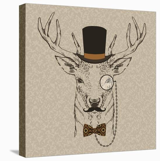 Deer with Hat-null-Stretched Canvas