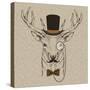 Deer with Hat-null-Stretched Canvas