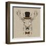 Deer with Hat-null-Framed Art Print