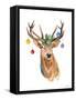 Deer with Holly and Ornaments-Lanie Loreth-Framed Stretched Canvas