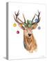 Deer with Holly and Ornaments-Lanie Loreth-Stretched Canvas